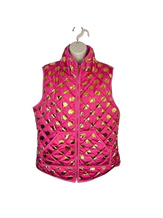 Simply Southern Jackets & Blazers - Simply Southern Gold Elephant Quilted Puffer Vest Pink XL
